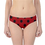 Polka Dots - Black on Dark Candy Apple Red Hipster Bikini Bottoms