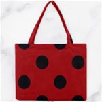 Polka Dots - Black on Dark Candy Apple Red Mini Tote Bag