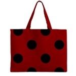 Polka Dots - Black on Dark Candy Apple Red Zipper Mini Tote Bag