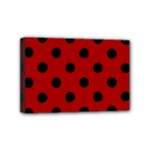 Polka Dots - Black on Dark Candy Apple Red Mini Canvas 6  x 4  (Stretched)
