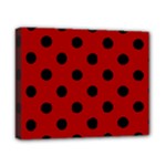 Polka Dots - Black on Dark Candy Apple Red Canvas 10  x 8  (Stretched)