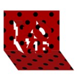 Polka Dots - Black on Dark Candy Apple Red LOVE 3D Greeting Card (7x5)