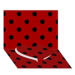 Polka Dots - Black on Dark Candy Apple Red Heart Bottom 3D Greeting Card (7x5)