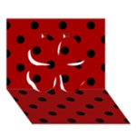 Polka Dots - Black on Dark Candy Apple Red Clover 3D Greeting Card (7x5)