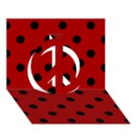 Polka Dots - Black on Dark Candy Apple Red Peace Sign 3D Greeting Card (7x5)