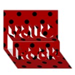 Polka Dots - Black on Dark Candy Apple Red You Rock 3D Greeting Card (7x5)
