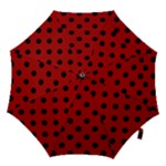 Polka Dots - Black on Dark Candy Apple Red Hook Handle Umbrella (Medium)
