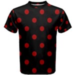 Polka Dots - Dark Candy Apple Red on Black Men s Cotton Tee