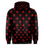 Polka Dots - Dark Candy Apple Red on Black Men s Zipper Hoodie