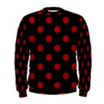 Polka Dots - Dark Candy Apple Red on Black Men s Sweatshirt