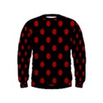 Polka Dots - Dark Candy Apple Red on Black Kid s Sweatshirt