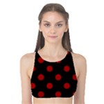 Polka Dots - Dark Candy Apple Red on Black Tank Bikini Top