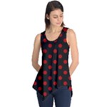 Polka Dots - Dark Candy Apple Red on Black Sleeveless Tunic