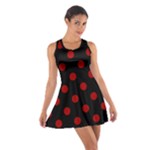 Polka Dots - Dark Candy Apple Red on Black Cotton Racerback Dress