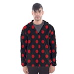 Polka Dots - Dark Candy Apple Red on Black Hooded Wind Breaker (Men)