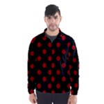 Polka Dots - Dark Candy Apple Red on Black Wind Breaker (Men)