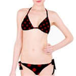 Polka Dots - Dark Candy Apple Red on Black Bikini Set