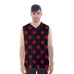 Polka Dots - Dark Candy Apple Red on Black Men s Basketball Tank Top