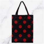 Polka Dots - Dark Candy Apple Red on Black Classic Tote Bag