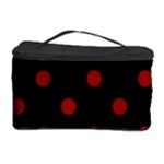 Polka Dots - Dark Candy Apple Red on Black Cosmetic Storage Case