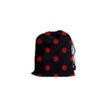 Polka Dots - Dark Candy Apple Red on Black Drawstring Pouch (XS)