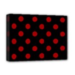 Polka Dots - Dark Candy Apple Red on Black Deluxe Canvas 16  x 12  (Stretched)