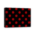Polka Dots - Dark Candy Apple Red on Black Mini Canvas 7  x 5  (Stretched)