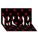 Polka Dots - Dark Candy Apple Red on Black MOM 3D Greeting Card (8x4)