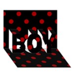 Polka Dots - Dark Candy Apple Red on Black BOY 3D Greeting Card (7x5)