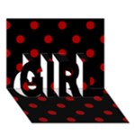 Polka Dots - Dark Candy Apple Red on Black GIRL 3D Greeting Card (7x5)