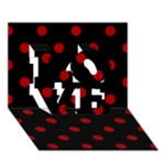 Polka Dots - Dark Candy Apple Red on Black LOVE 3D Greeting Card (7x5)