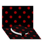 Polka Dots - Dark Candy Apple Red on Black Circle Bottom 3D Greeting Card (7x5)