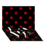 Polka Dots - Dark Candy Apple Red on Black LOVE Bottom 3D Greeting Card (7x5)