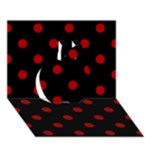 Polka Dots - Dark Candy Apple Red on Black Apple 3D Greeting Card (7x5)