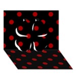 Polka Dots - Dark Candy Apple Red on Black Clover 3D Greeting Card (7x5)