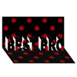 Polka Dots - Dark Candy Apple Red on Black BEST BRO 3D Greeting Card (8x4)