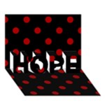 Polka Dots - Dark Candy Apple Red on Black HOPE 3D Greeting Card (7x5)