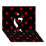 Polka Dots - Dark Candy Apple Red on Black Ribbon 3D Greeting Card (7x5)