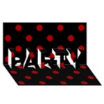 Polka Dots - Dark Candy Apple Red on Black PARTY 3D Greeting Card (8x4)