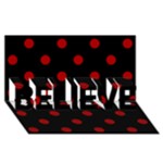 Polka Dots - Dark Candy Apple Red on Black BELIEVE 3D Greeting Card (8x4)