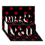 Polka Dots - Dark Candy Apple Red on Black Miss You 3D Greeting Card (7x5)