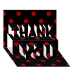 Polka Dots - Dark Candy Apple Red on Black THANK YOU 3D Greeting Card (7x5)