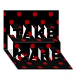 Polka Dots - Dark Candy Apple Red on Black TAKE CARE 3D Greeting Card (7x5)