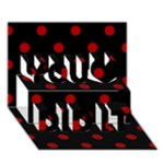 Polka Dots - Dark Candy Apple Red on Black You Did It 3D Greeting Card (7x5)