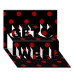 Polka Dots - Dark Candy Apple Red on Black Get Well 3D Greeting Card (7x5)