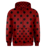 Polka Dots - Black on Dark Red Men s Zipper Hoodie