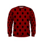 Polka Dots - Black on Dark Red Kid s Sweatshirt