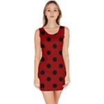 Polka Dots - Black on Dark Red Bodycon Dress