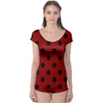 Polka Dots - Black on Dark Red Boyleg Leotard (Ladies)