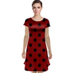 Polka Dots - Black on Dark Red Cap Sleeve Nightdress